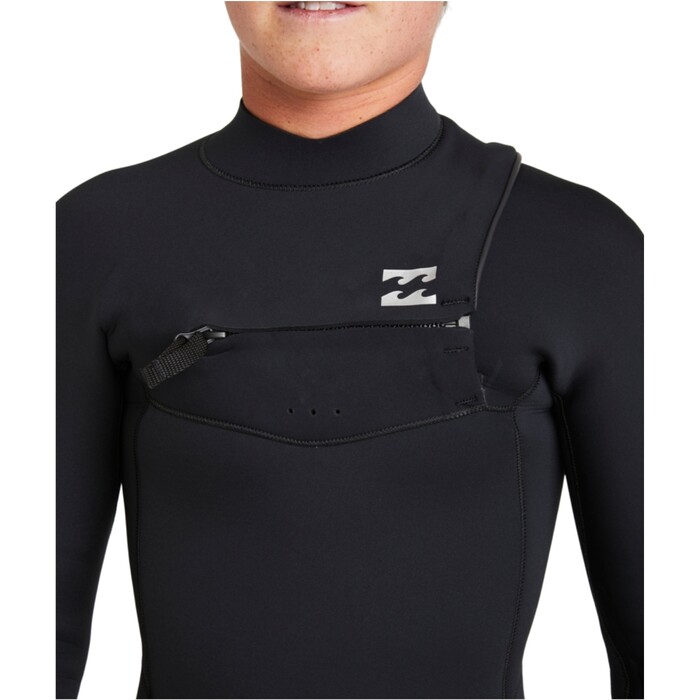 2024 Billabong Junior Foil 4/3mm Chest Zip Neopreno ABBW100155 - Black